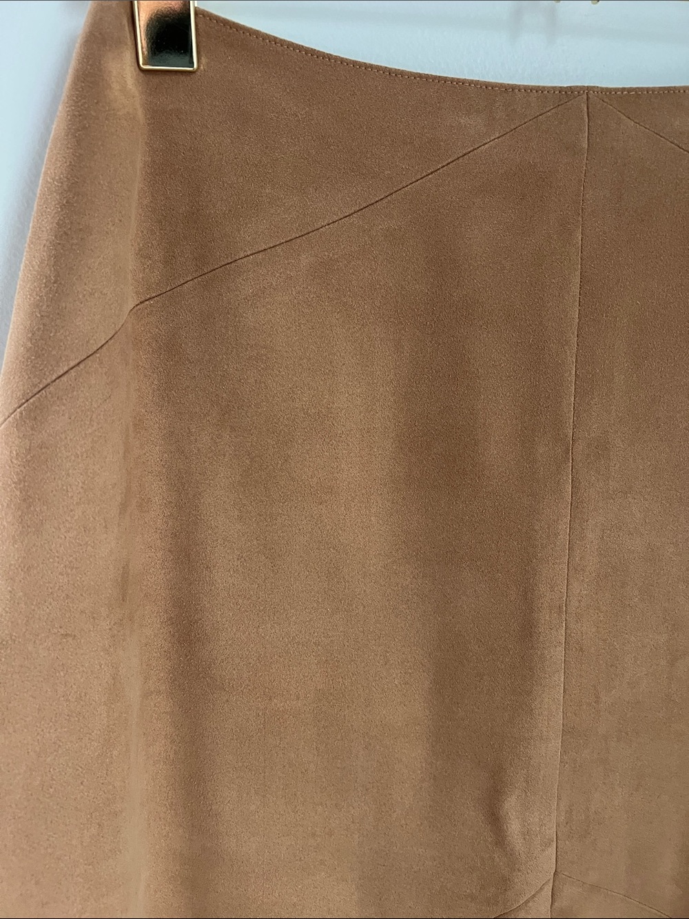 Talbots | Petites Camel Brown A-Line Faux Suede Skirt Size 4 - Picture 3 of 16